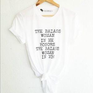Badass woman off the shoulder tee